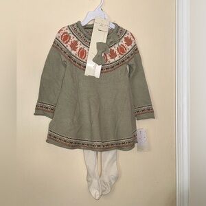 Max Studio Baby 3 Pc 24M Toddler Girl Fall-Inspired Sweater Dress Bow Tights